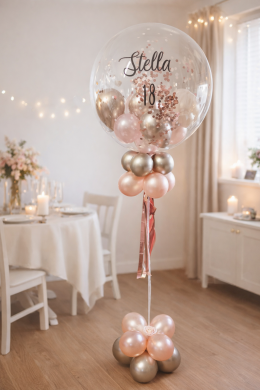 Konfetti Ballon in Rosegold und Champagner